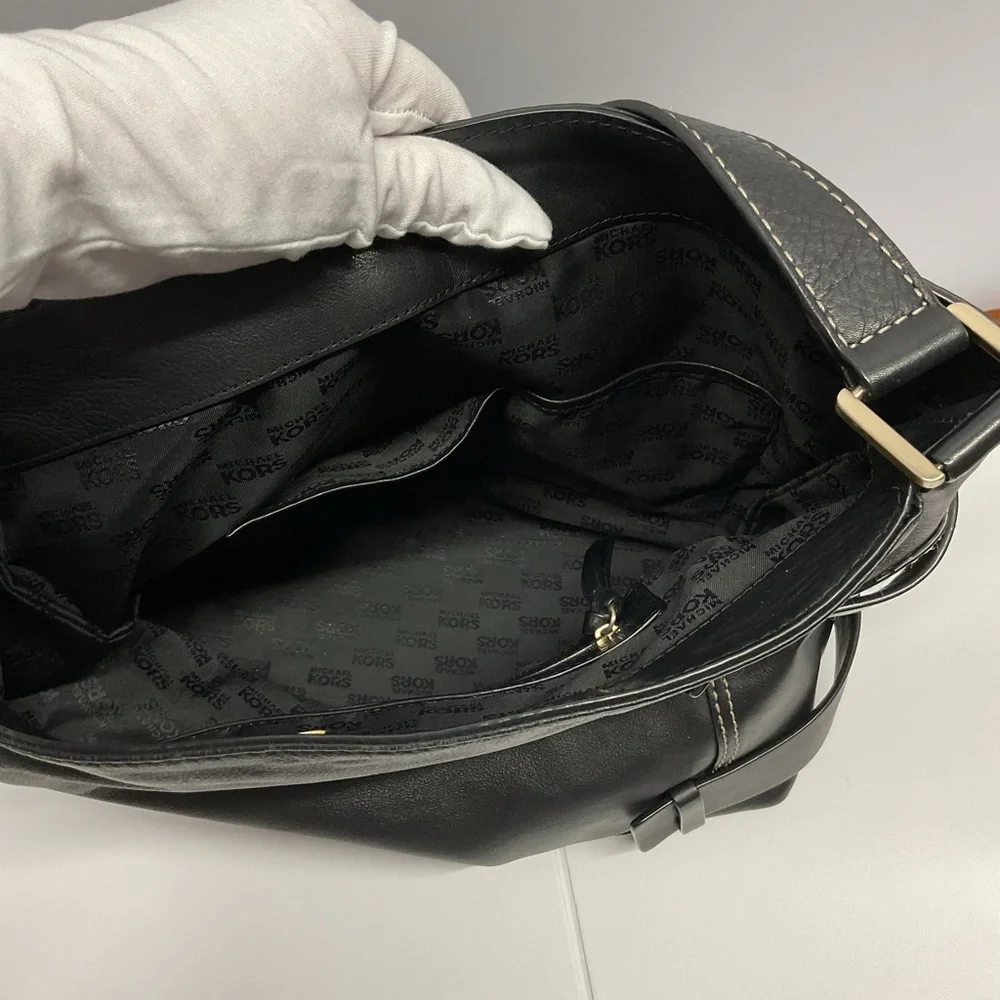 Michael Kors Black Shoulder Bag with Buckle Accents - Picture 8 of 11